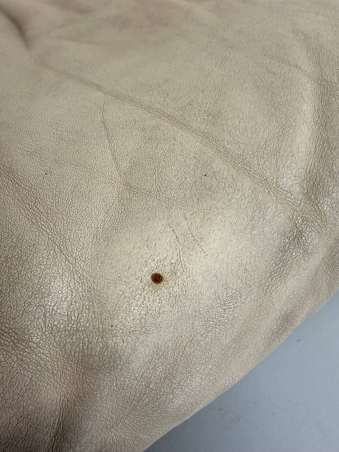 Old 3-seater beige leather sofa designed by Carl Larsson De Sede, vintage 80s