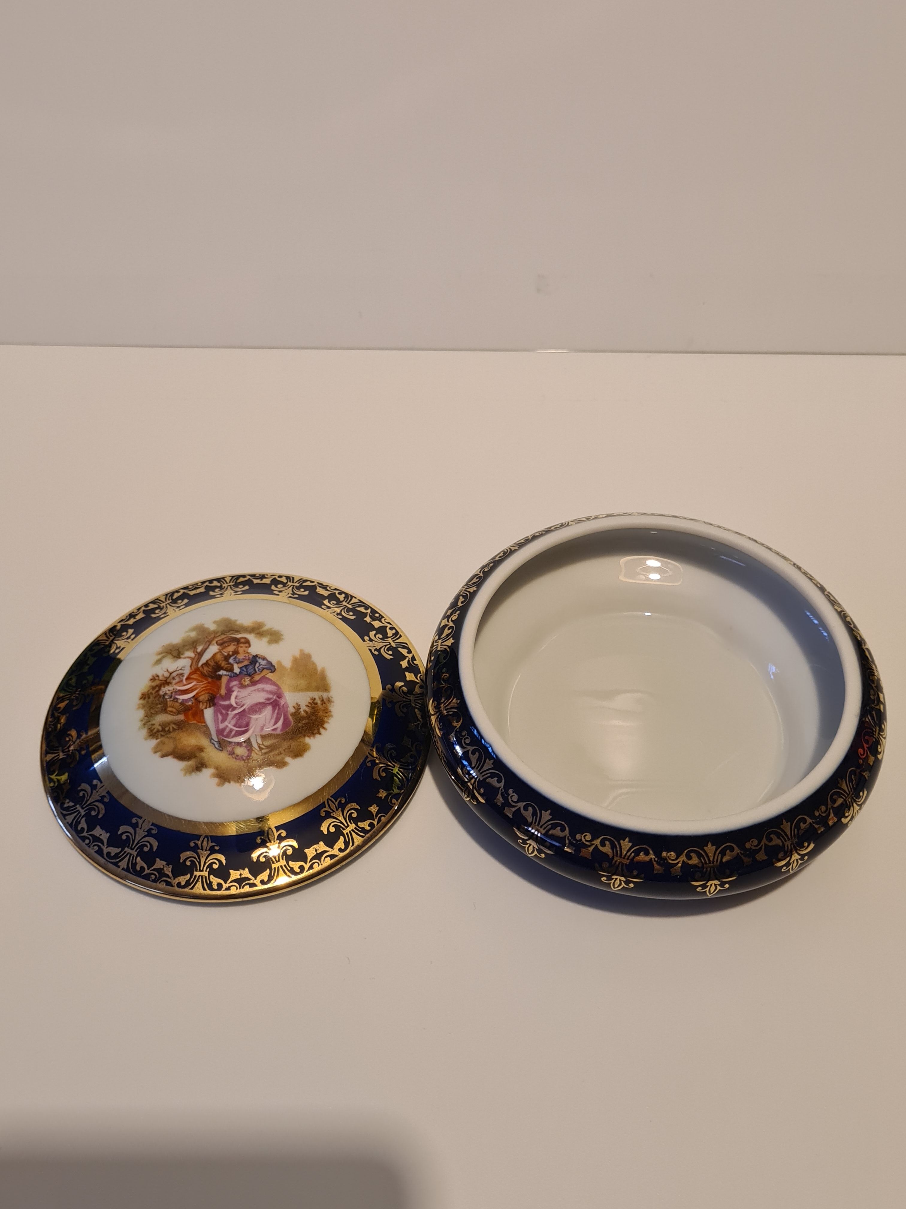 Limoges Blue Porcelain Candy Scene