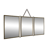 Vintage 1900 triptych barber mirror Art Nouveau gilded - 21 x 48 cm