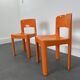 Ensemble de 2 chaises vintage Allibert en plastique orange, France 1970