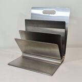 Stainless steel magazine rack by Xavier Féal for Inox Industrie 1970s