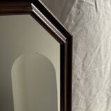 Vintage brown wooden octagonal mirror 58x48