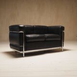 Cassina LC2 vintage two-seater sofa by Charlotte Perriand and Le Corbusier