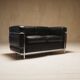 Cassina LC2 vintage two-seater sofa by Charlotte Perriand and Le Corbusier