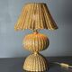 Midcentury rattan wicker mushroom table lamp, 1950s
