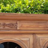 Antique Napoleon 3 bookcase, two doors, 1 drawer, solid walnut, raw wood