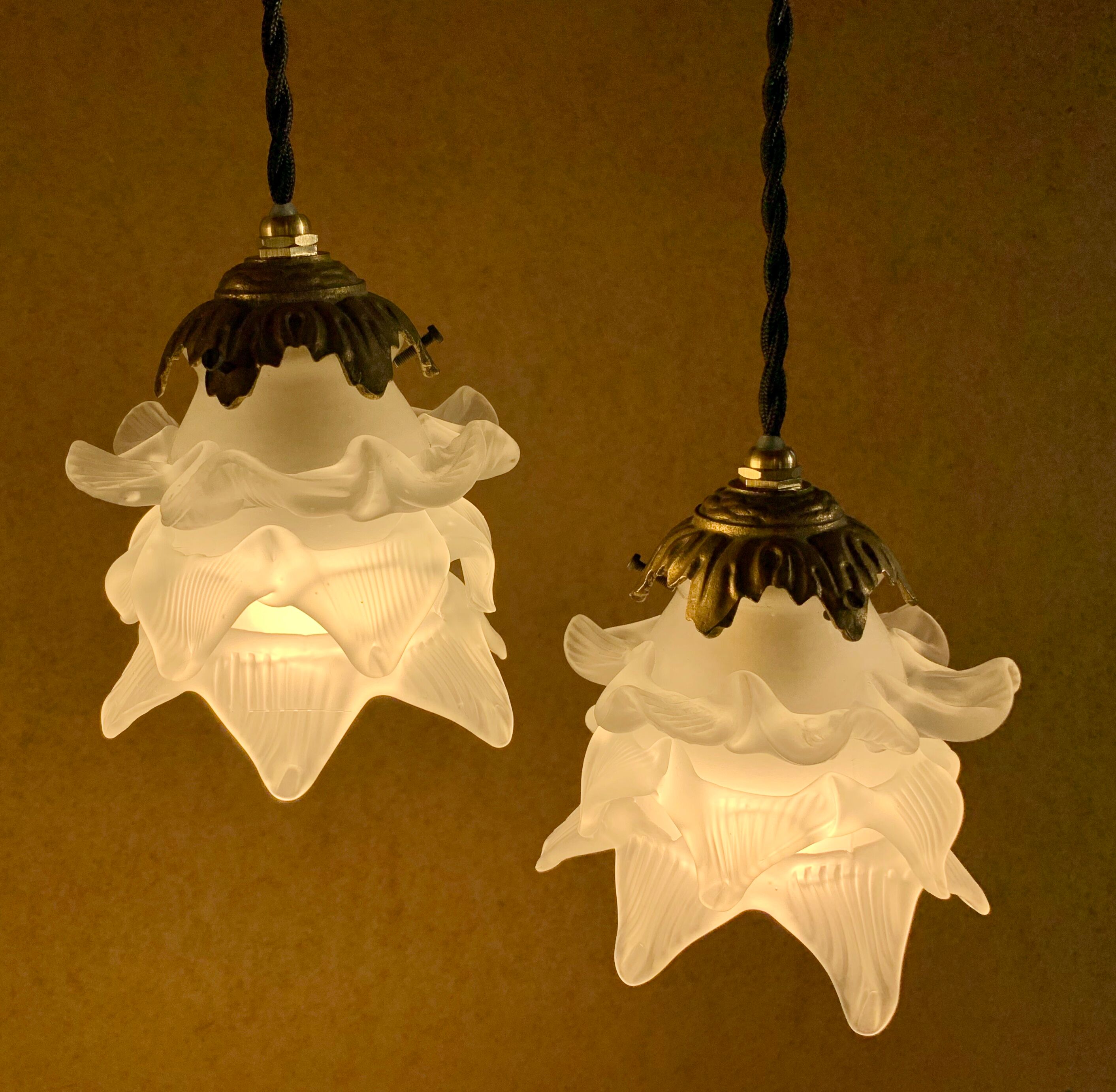 Duo of walking roses glasses Art Deco