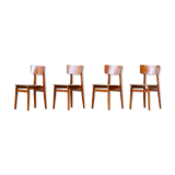 Series of 4 scandinavian chairs with curved back 1960