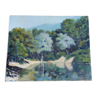 Huile sur panneau de 1946 signée L. Steiner
