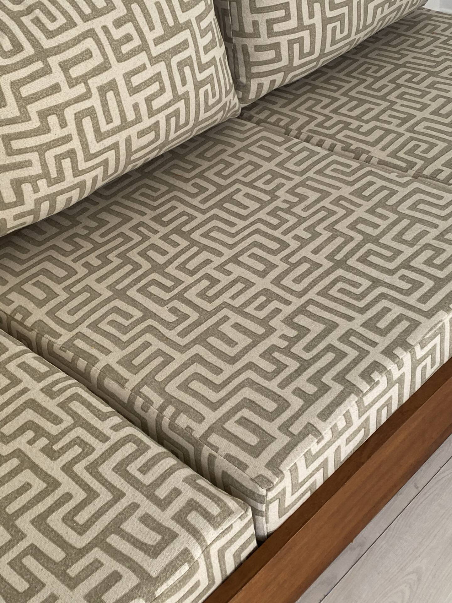 1970s wooden wall bench