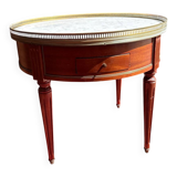 Bouillotte table in Louis XVI style, marble and brass.
