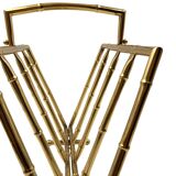 Hollywood regency bamboo-effect brass magazine rack, Montagnani, Italy 1970