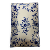 Plat rectangulaire blanc et bleu