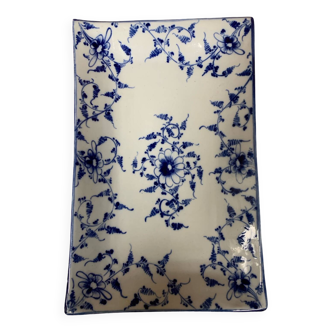 White and blue rectangular dish