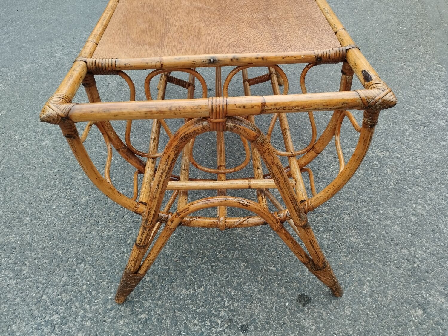 Vintage antique rattan coffee table