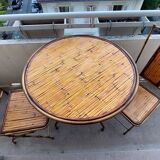 Bamboo style table + 2 chairs set