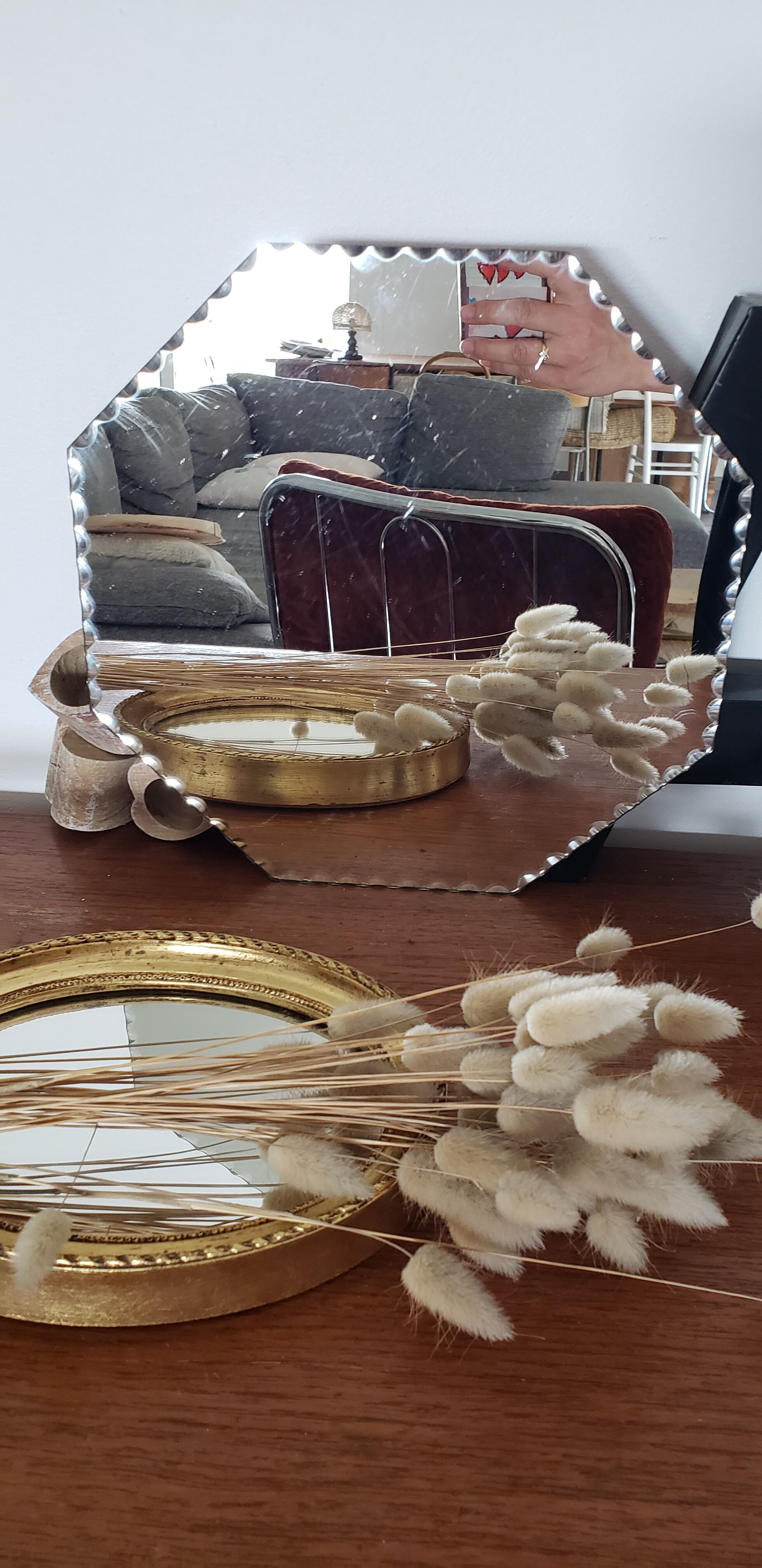 Hexagonal beveled mirror 27 cm