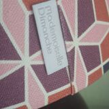Solid wood ball table lamp, pink geometric lampshade