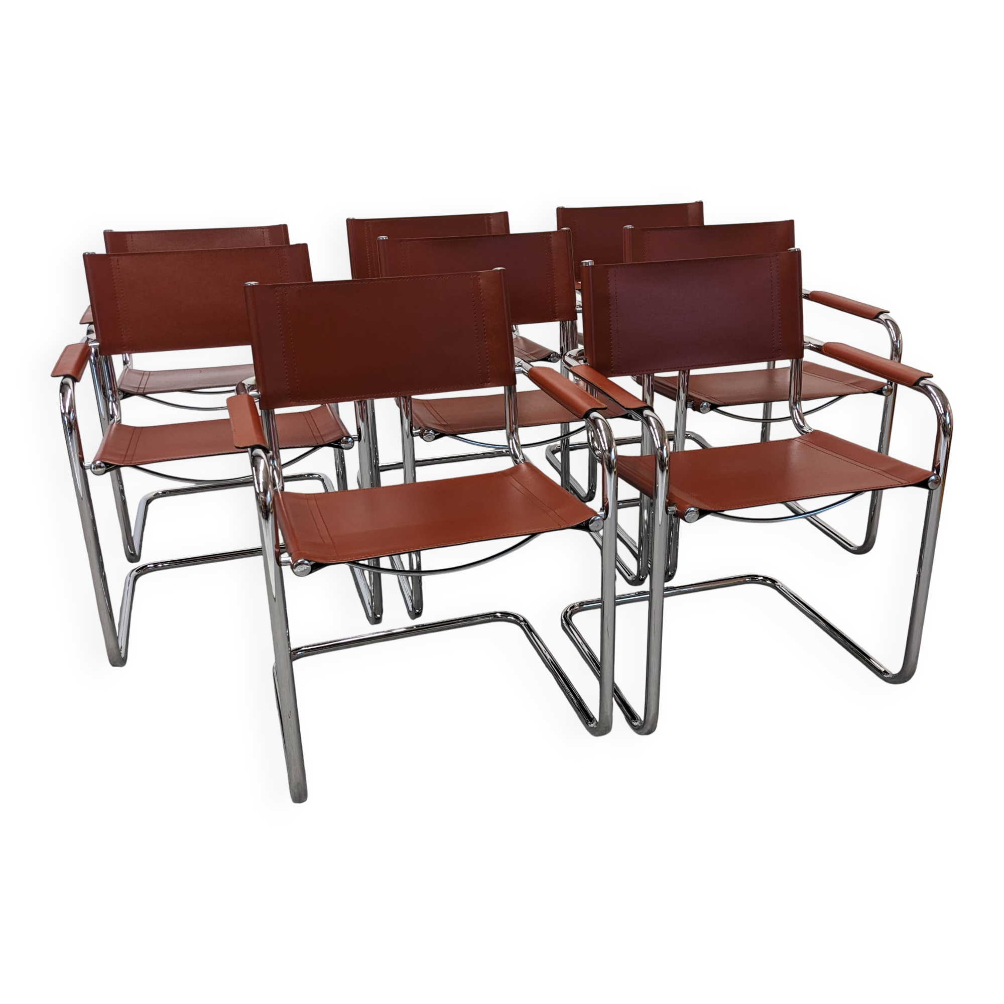 Série de 8 fauteuils cantilever modèle MG5 Made in Italy