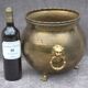 Vintage round flower pot copper brass planter lion feet