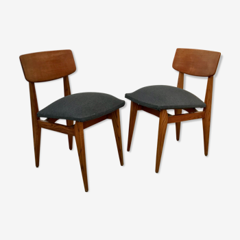 Pair of chairs "C" Marcel Gascoin circa 1950