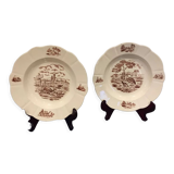 2 assiettes creuses terre de fer modele bourgogne longchamp modele chasse