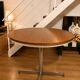 Extendable round table with a space age vintage mid-century formica top.
