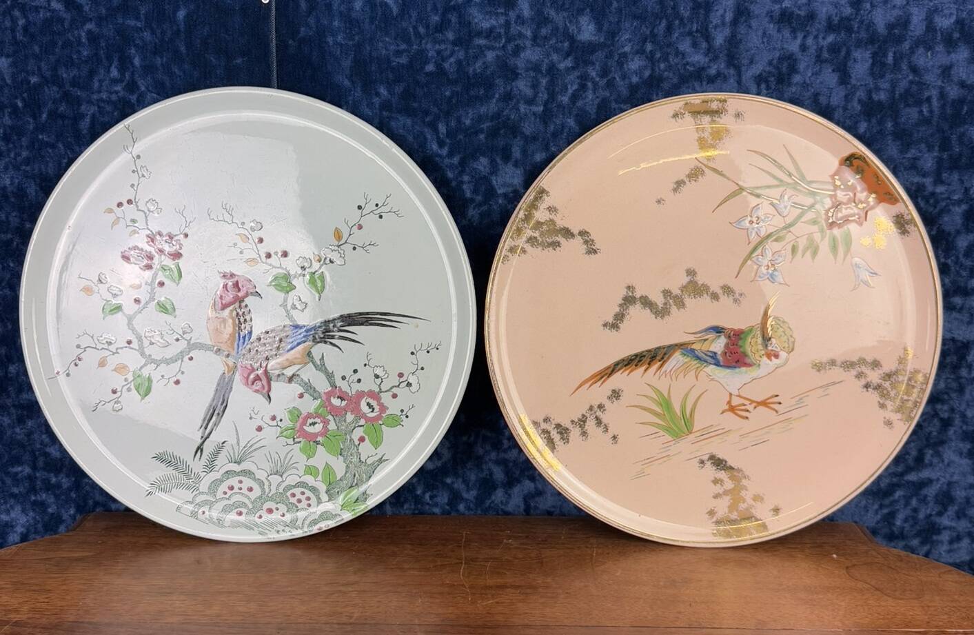 Longwy: large earthenware and enamel pie dishes in Japanese style