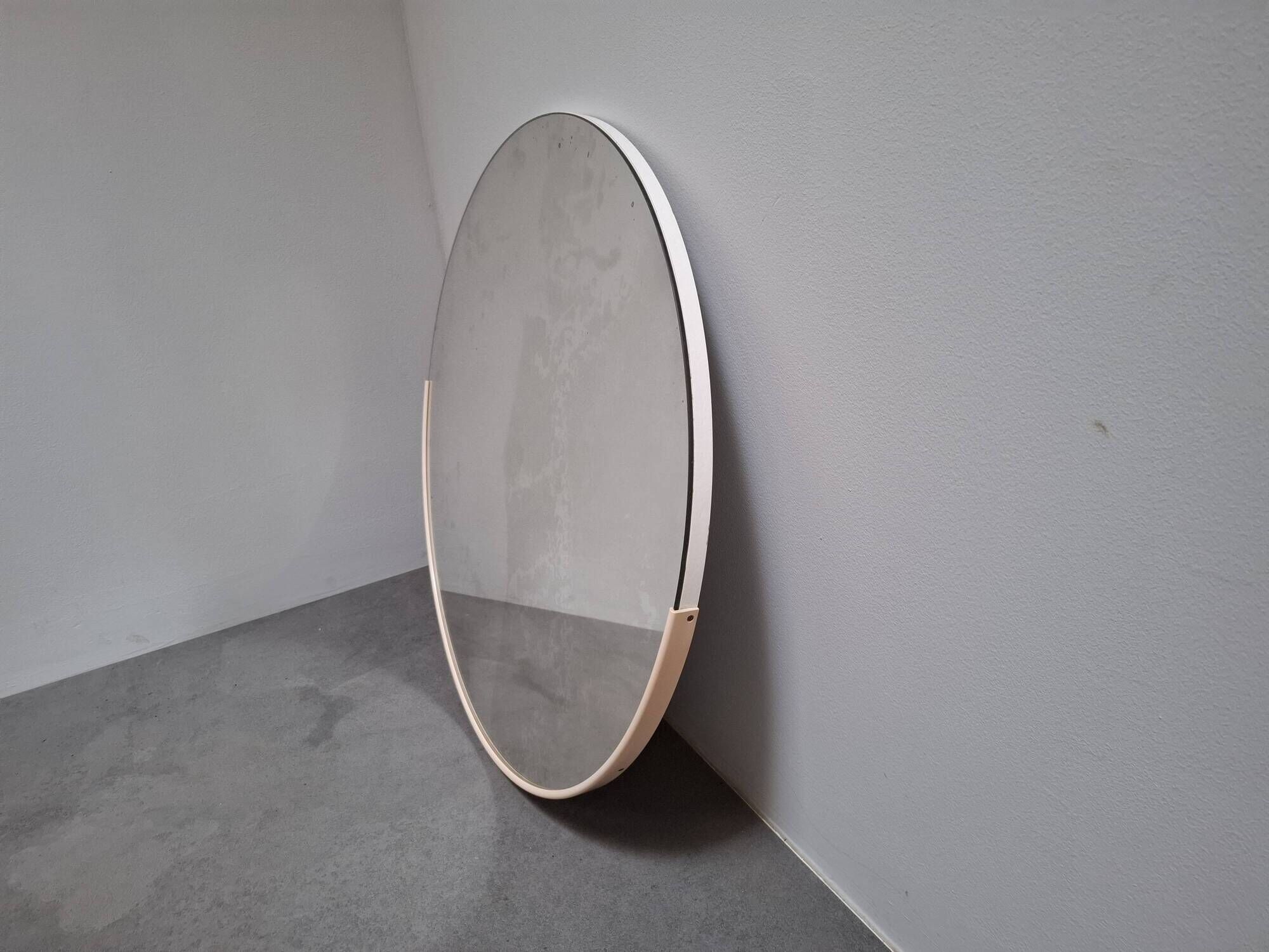 1970s Czechoslovakian Round Wall Mirror with Beige Frame