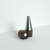 Danish Modern Pair of Rosewood and Stainless Steel Salt and Pepper Shakers
