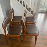 Suite of 4 Scandinavian teak and imitation leather chairs, Dyrlund edition, 1960, mid-century
