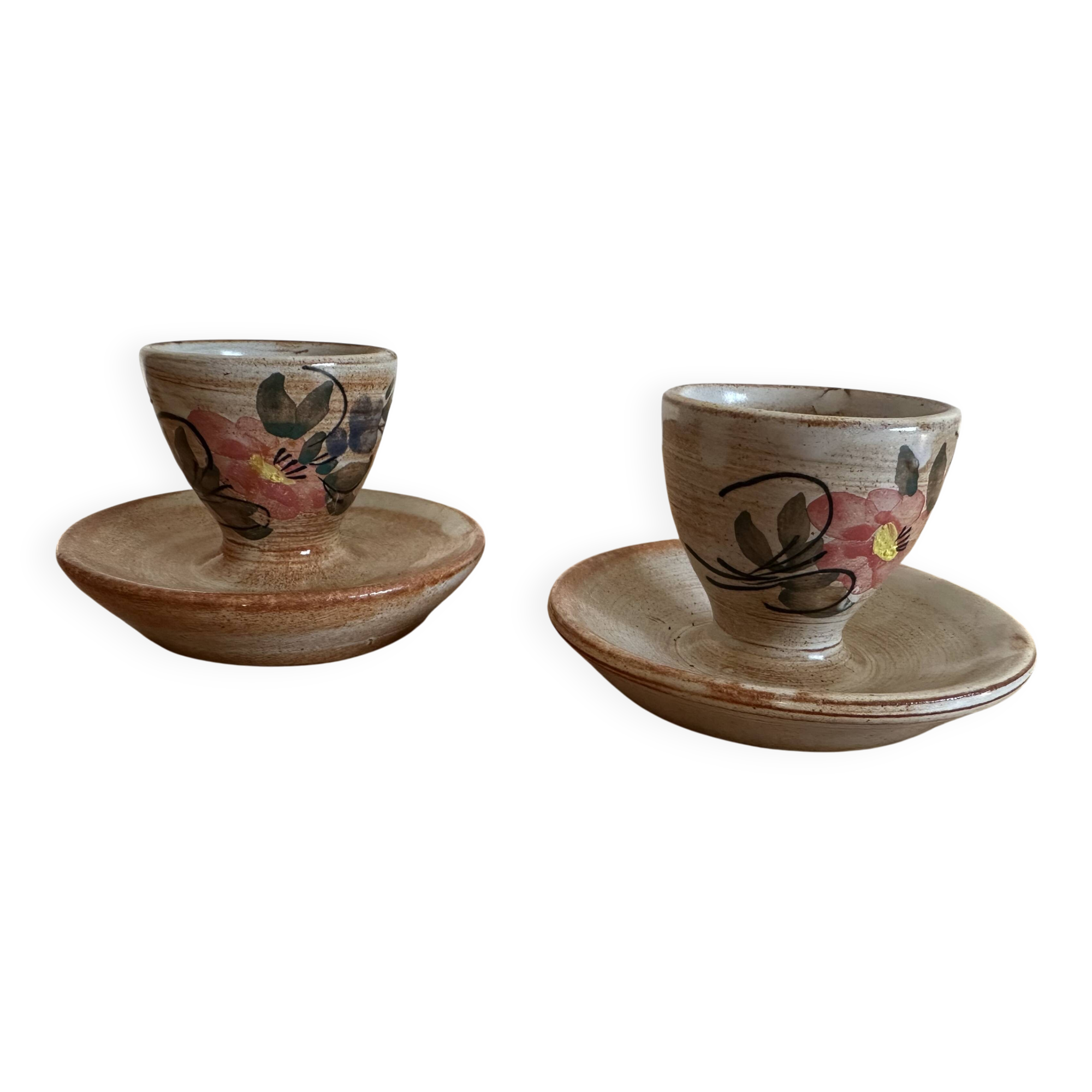 2 egg cups with saucers - Vallauris Mello Frères