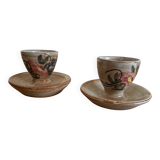 2 egg cups with saucers - Vallauris Mello Frères