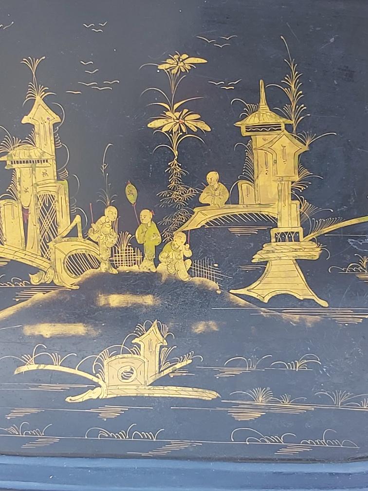 Large tray painted sheet metal Napoleon III 19th century