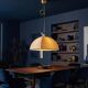 Lampadario Vintage anni '70 in Ottone e Stoffa
