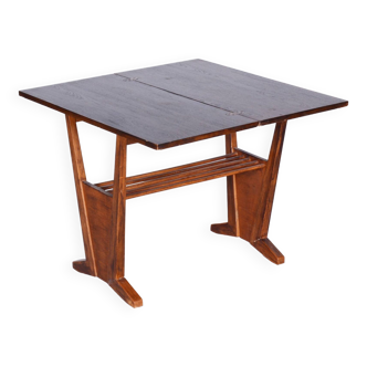 Restored Midcentury Oak Folding Table, Revived Polish, Czechia, 1950s