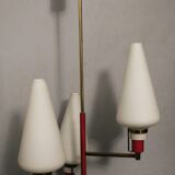 Italian brass and glass small chandelier, Stilnovo period 1950