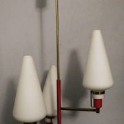 Italian brass and glass small chandelier, Stilnovo period 1950