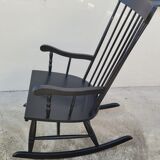 Vintage black rocking chair 1950