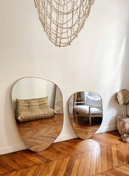 Large organic dune mirror - gold