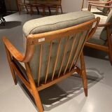 Two-seater sofa and pair of Peter HVIDT armchairs