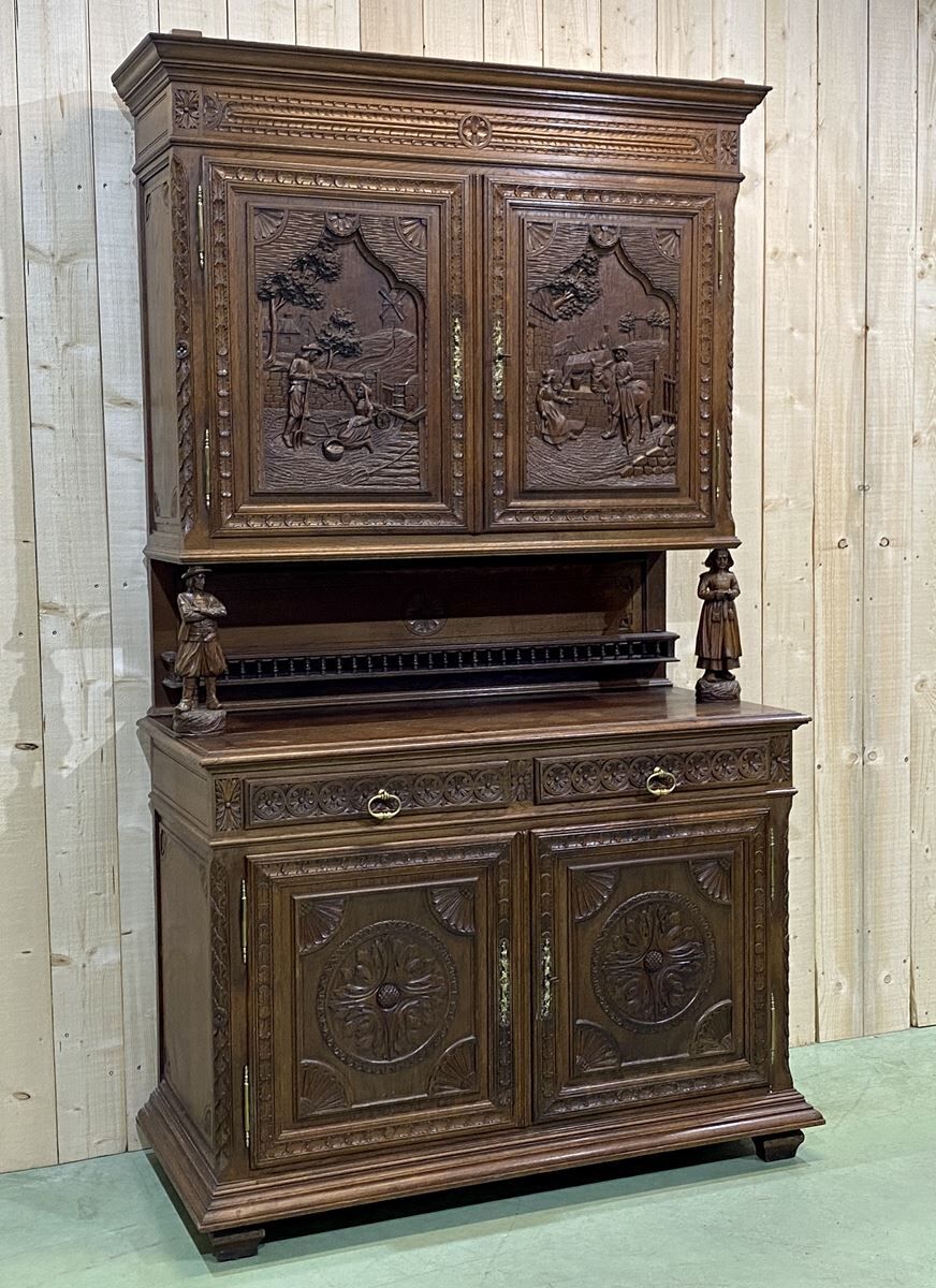 Buffet 2 corps breton en chêne clair