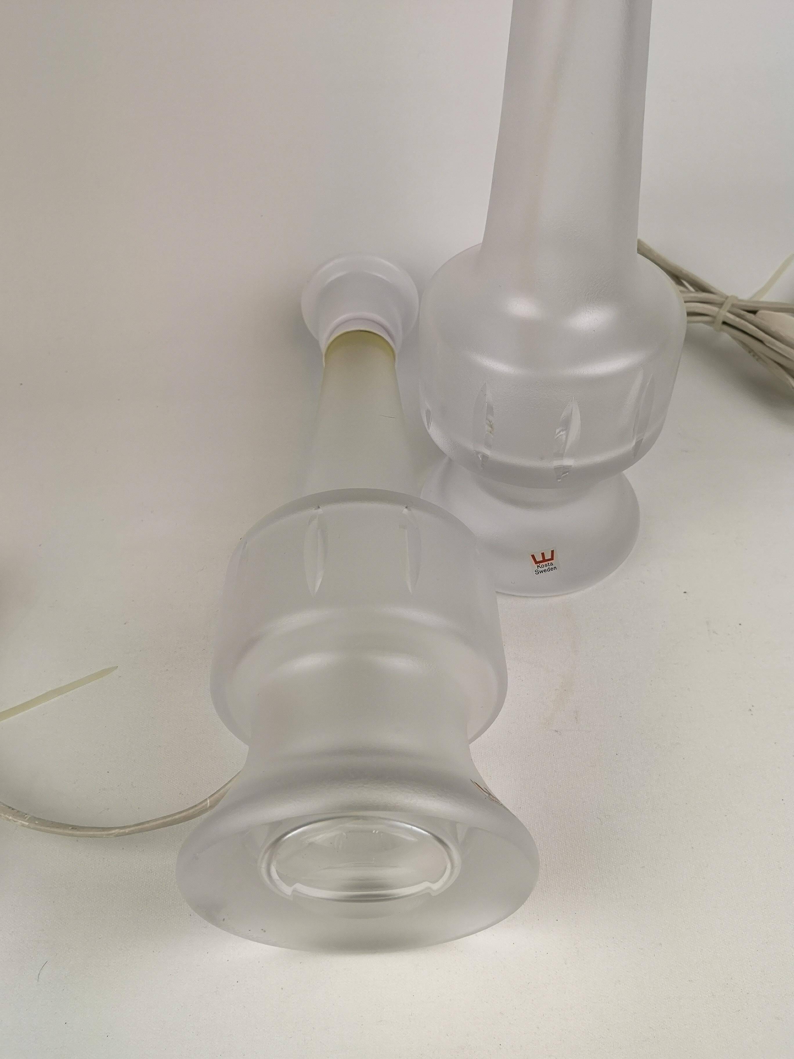 Pair of Kosta crystal table lamps, Sweden, 1960s