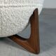 Totemo stool by forme, ivory dedar bouclé upholstery, walnut legs