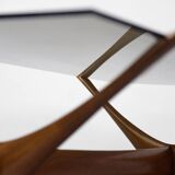 Vintage Mid-Century Scandinavian Modern Glass & Walnut Condor Coffee Table