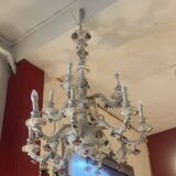 Large 19th century chandelier in Italian Capodimonte porcelain, floral decoration
