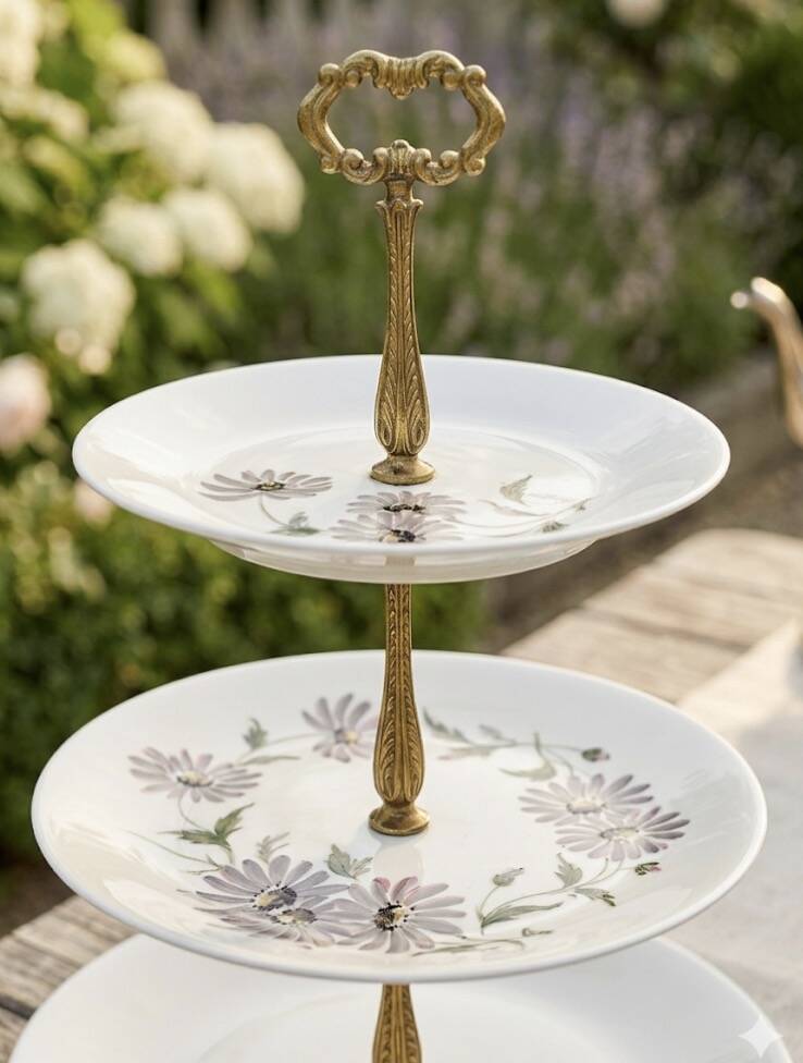 Silent Servant 3-Tiered Limoges Porcelain – Floral Decoration "Montjoie"
