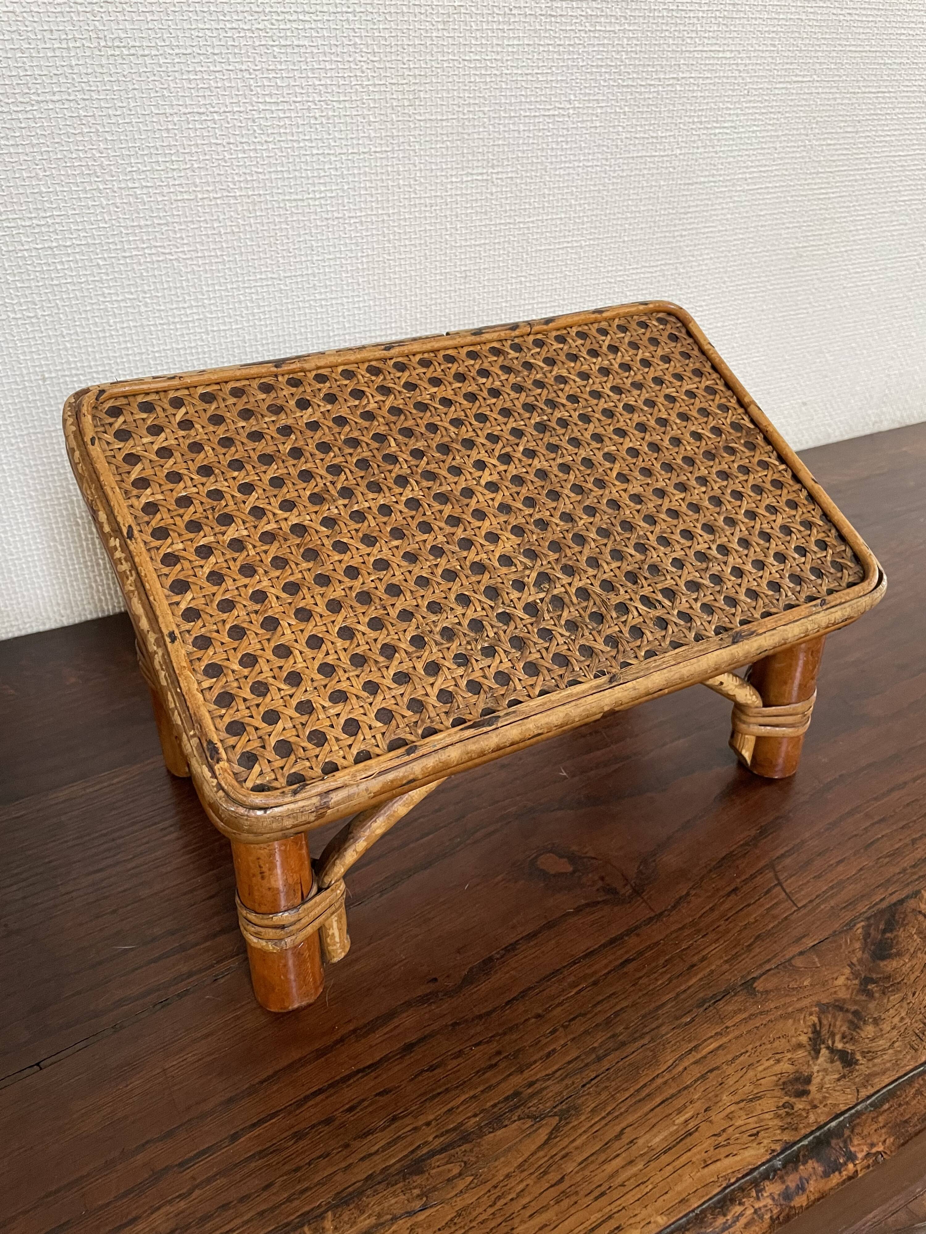 Rattan and cane footrest from the 1950s