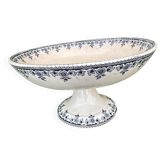 Antique compote dish in Terre de Fer earthenware - Blue floral decoration