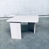 Vintage Italian Postmodern Square Granite Stone Side Table, 1970s